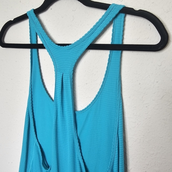 Lululemon 105 Singlet Turquoise Bali Breeze Gray Micro Stripe Size 8 - Picture 4 of 6